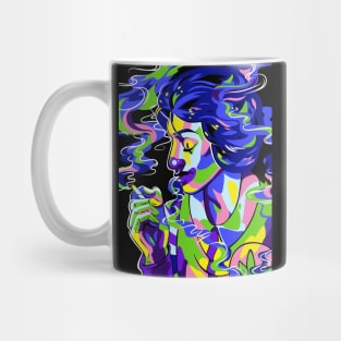 Stoner Clown Black Light Neon Smoking Man Mug